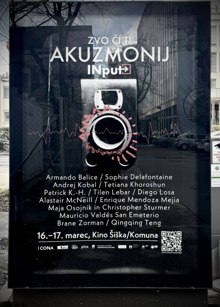 Amok, photo of Akuzmonik Input big poster on the street, Enrique Mendoza